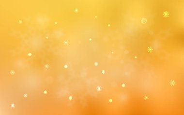 Xmas kar taneleri ile hafif sarı vektör arka plan. Bulanık dekoratif tasarım kar ile xmas tarzında. Desen-ebilmek var olmak kullanılmış için yeni yıl reklam, kitapçıklar.