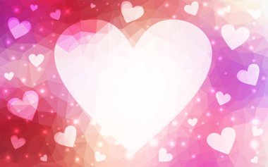 Işık kırmızı, sarı vektör soyut glitter kalp şekli Sevgililer günü tatlı ve romantik an için aşk kavramı içinde beyaz arka plan üzerinde. İşiniz için köşeli tasarım.