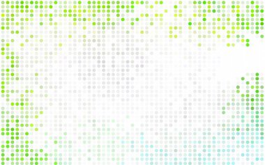 Koyu mavi, yeşil çevrelerinde oluşan illüstrasyon vektör. İşiniz için noktalı gradyan teması. Renkli noktalar ile noktalı resim tarzında yaratıcı geometrik arka plan.