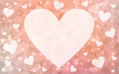 Işık turuncu vektör aşk arka plan kalp ile. Kağıt Not. Sevgililer günü tebrik poligonal kartı. Üçgen illüstrasyon iş için. Tasarımınız için hisse senedi şablonu.