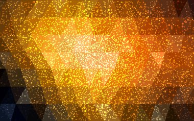 Kar taneleri ile koyu turuncu vektör düşük poli kristal arka plan. Çokgen Noel tasarım deseni. Yeni yıl kutlama düşük poli çizimi.