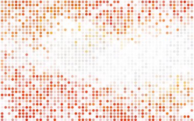 Renkli küreli koyu mavi vektör deseni. Beyaz arkaplanda yarım ton biçiminde tekrarlanan dairelerin geometrik örneği.