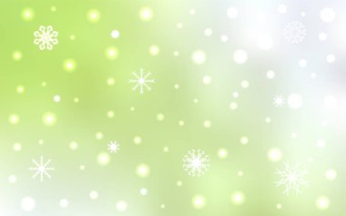 Açık yeşil, sarı vektör kapak güzel kar taneleri ile. Bulanık dekoratif tasarım kar ile xmas tarzında. Desen-ebilmek var olmak kullanılmış için yeni yıl reklam, kitapçıklar.