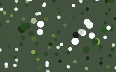 Renkli küreli koyu yeşil vektör deseni. Beyaz arkaplanda yarım ton biçiminde tekrarlanan dairelerin geometrik örneği.