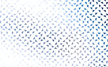 Beyaz zemin üzerinde küçük üçgenlerin açık mavi vektörü. Üçgenlerin soyut dokusunun tasviri. Pankart, poster ve kapak için desen tasarımı.