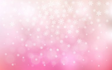 Pembe ışık, vektör desen Noel kar taneleri ile sarı. Dekoratif illüstrasyon kar soyut şablonundaki ile parlayan. Yeni yıl tasarım, iş reklam için.