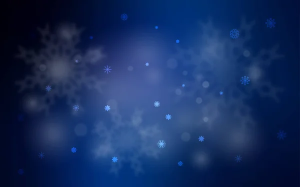 深蓝色的矢量覆盖着美丽的雪花 闪光的抽象插图与冰的水晶 该模式可用于新年传单 — 图库矢量图片