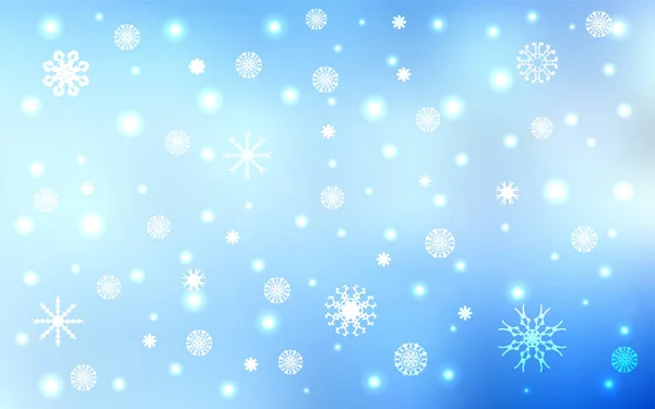 Fondo Vectorial Azul Claro Con Copos Nieve Navidad Ilustración Decorativa — Vector de stock