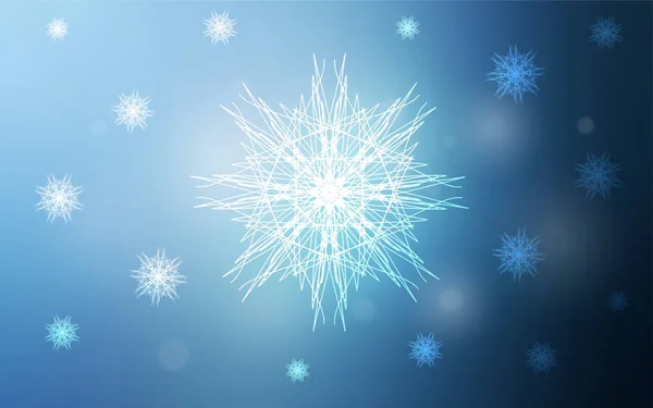 美しい雪の結晶ライト青ベクトル カバー 氷の結晶でキラキラ抽象的なイラスト テンプレートが新しい年の背景としても使えます — ストックベクタ