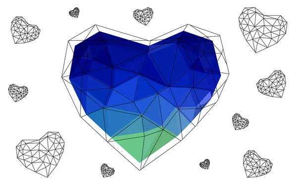 Bleu Clair Vert Vecteur Abstrait Triangle Coeur Géométrique Sur Fond — Image vectorielle