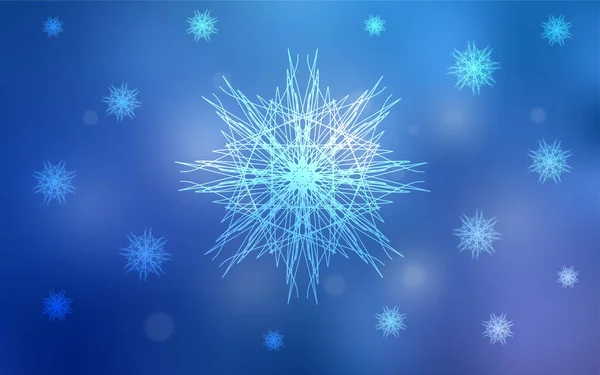 Světle Modrý Vektor Přikryjeme Krásné Sněhové Vločky Sníh Rozmazané Pozadí — Stockový vektor