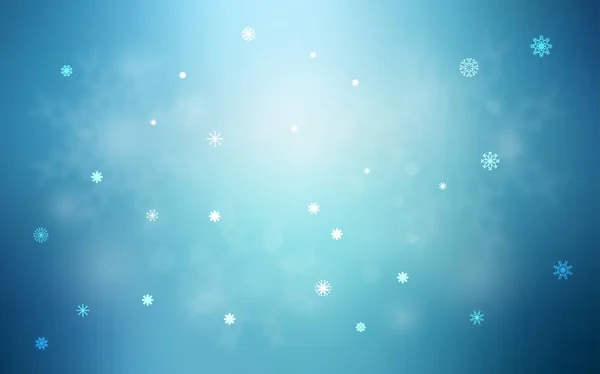 Layout Vettoriale Azzurro Chiaro Con Fiocchi Neve Brillanti Illustrazione Luminosa — Vettoriale Stock