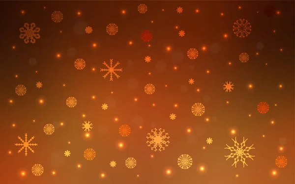 Dunkelorange Vektormuster Mit Weihnachtlichen Schneeflocken Verschwommenes Dekorationsdesign Weihnachtsstil Mit Schnee — Stockvektor