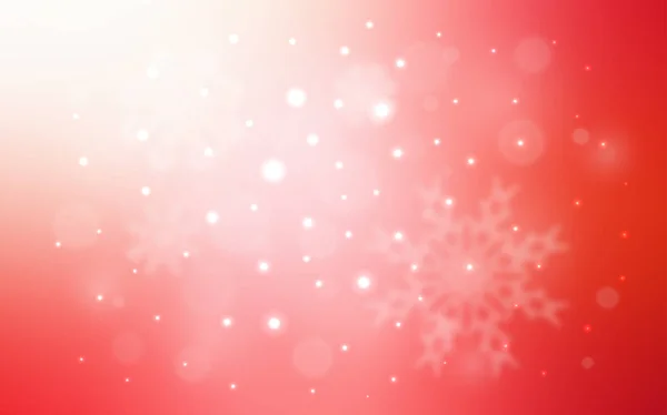 Textura Vetorial Vermelha Clara Com Flocos Neve Coloridos Glitter Ilustração — Vetor de Stock