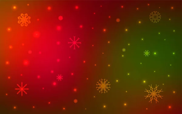 Verde Oscuro Diseño Vectorial Rojo Con Copos Nieve Brillantes Nieve — Vector de stock