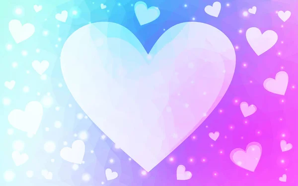 Ljusrosa Blå Abstrakt Glitter Hjärtat Vektorform Vit Bakgrund Kärlek Koncept — Stock vektor