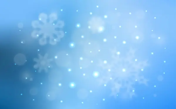浅蓝色矢量模板与冰雪花 模糊的装饰设计在圣诞节风格与雪 这个图案可以用在新年广告和小册子上 — 图库矢量图片