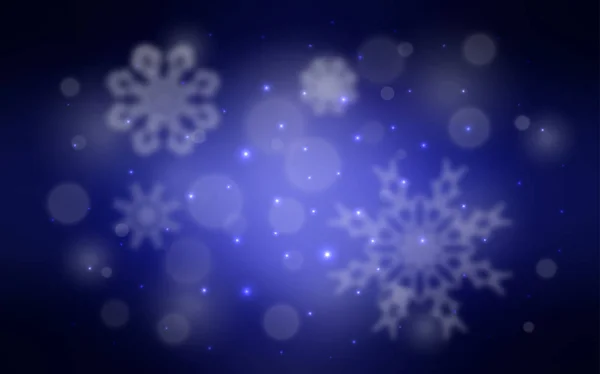 Dark Blue Vector Pattern Christmas Snowflakes Decorative Shining Illustration Snow — Stock Vector