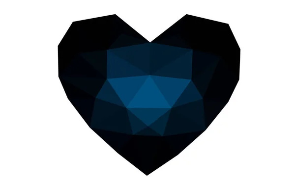 Dark Blue Vector Abstract Triangle Geometrical Heart Sfondo Poligonale Bianco — Vettoriale Stock