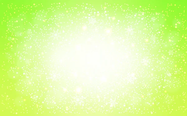 Светло Зеленый Желтый Векторный Рисунок Снежинками Размытый Декоративный Дизайн Стиле — стоковый вектор