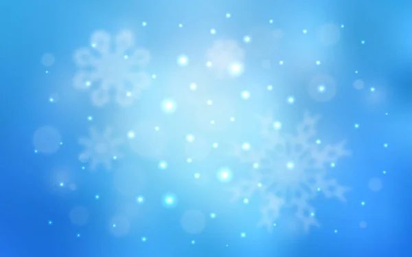 Világos Kék Vektoros Mintát Karácsonyi Hópelyhek Dekoratív Csillogó Absztrakt Sablon — Stock Vector