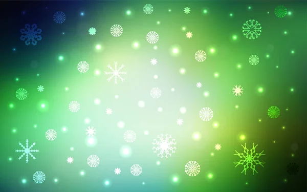 Luz Verde Fundo Vetorial Com Flocos Neve Xmas Glitter Ilustração —  Vetores de Stock