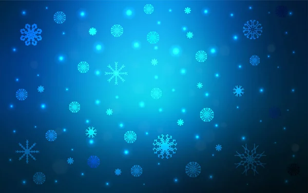 Donker Blauwe Vector Lay Out Met Heldere Sneeuwvlokken Wazig Decoratieve — Stockvector