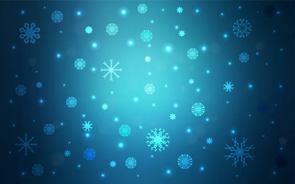 明亮的蓝色矢量图案与圣诞雪花 模糊的装饰设计在圣诞节风格与雪 该模板可用作新年背景 — 图库矢量图片