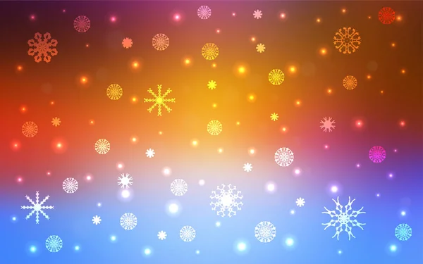Φως Πολύχρωμη Διάνυσμα Μοτίβο Χριστούγεννα Νιφάδες Χιονιού Χιόνι Θολή Φόντο — Διανυσματικό Αρχείο