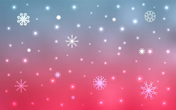 Lichtblauw Rood Vector Achtergrond Met Sneeuwvlokken Xmas Wazig Decoratieve Ontwerp — Stockvector