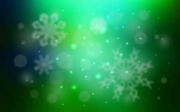 浅蓝色 绿色矢量纹理与彩色雪花 雪带着渐变模糊的抽象背景 这种模式可用于新的年度网站 — 图库矢量图片
