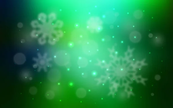 Texture Vectorielle Bleu Clair Vert Avec Flocons Neige Colorés Neige — Image vectorielle