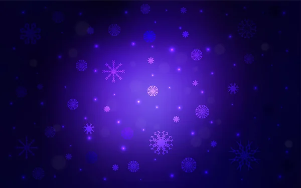 Темно Фіолетова Векторна Текстура Кольоровими Сніжинками Декоративна Блискуча Ілюстрація Снігом — стоковий вектор