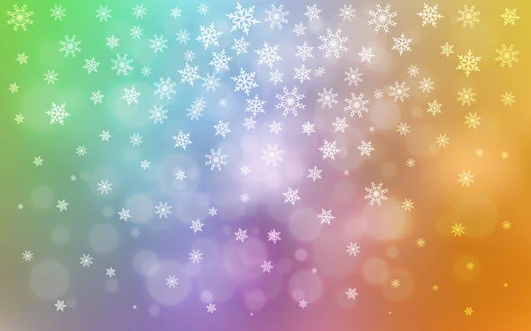 Lichte Multicolor Vector Sjabloon Met Ijs Sneeuwvlokken Wazig Decoratieve Ontwerp — Stockvector