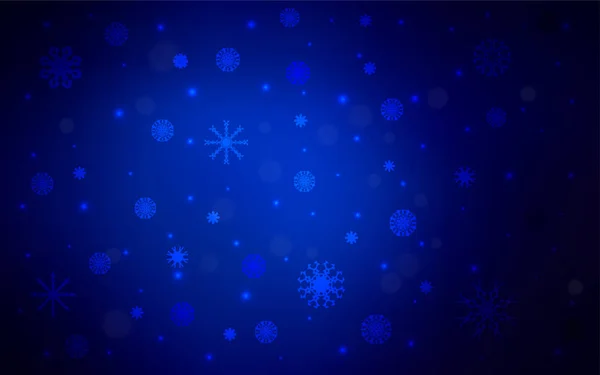 Couverture Vectorielle Bleu Foncé Avec Beaux Flocons Neige Design Décoratif — Image vectorielle