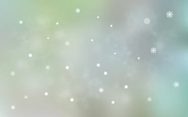 Tapa Vectorial Verde Claro Con Hermosos Copos Nieve Ilustración Colores — Vector de stock