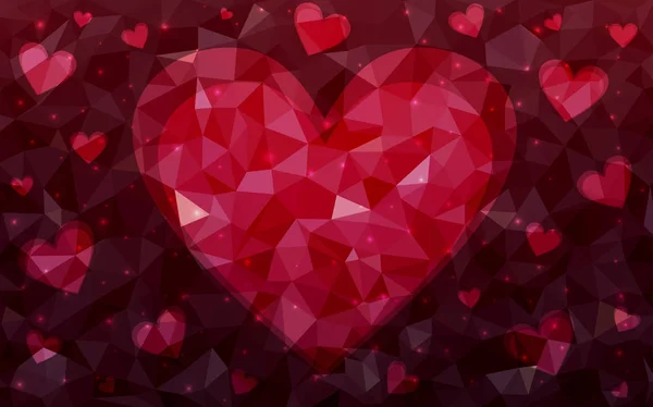Kalp Ile Koyu Kırmızı Vektör Aşk Arka Plan Kağıt Sevgililer — Stok Vektör