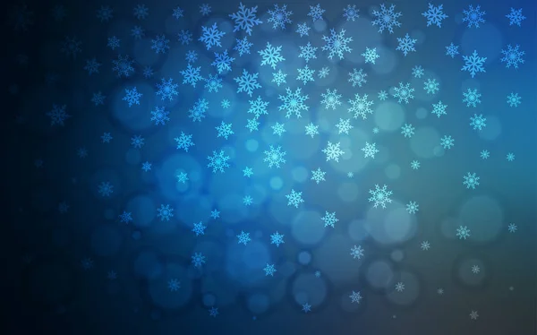 Donker Blauwe Vector Sjabloon Met Ijs Sneeuwvlokken Sneeuw Onscherpe Abstracte — Stockvector