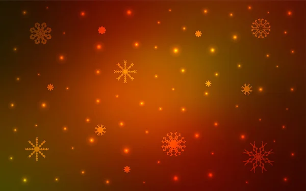 Modèle Vectoriel Orange Foncé Avec Flocons Neige Noël Neige Sur — Image vectorielle