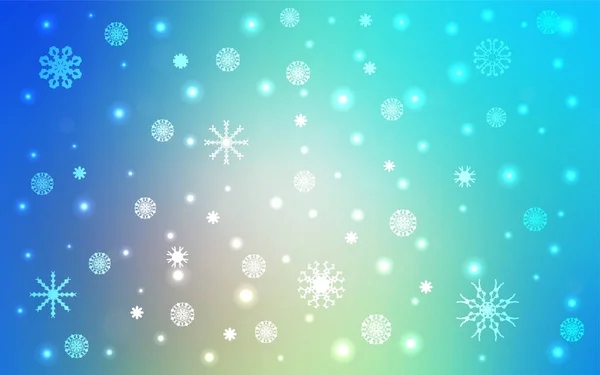 Azul Claro Textura Vectorial Amarilla Con Copos Nieve Colores Ilustración — Archivo Imágenes Vectoriales