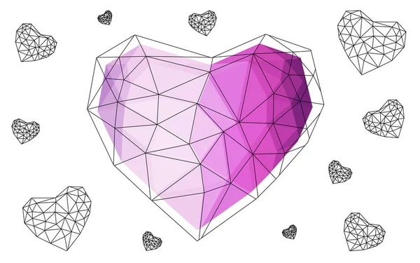 Carte Vœux Vectoriel Violet Clair Rose Bonne Saint Valentin Lettrage — Image vectorielle