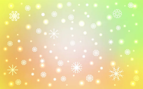 Verde Claro Diseño Vectorial Amarillo Con Copos Nieve Brillantes Ilustración — Vector de stock