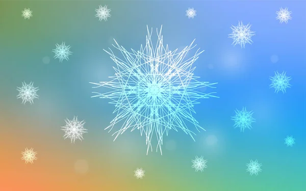 Bleu Clair Fond Vectoriel Jaune Avec Flocons Neige Noël Neige — Image vectorielle