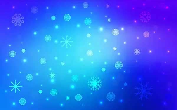 Hellrosa Blaue Vektorschablone Mit Eisschneeflocken Dekorative Leuchtende Illustration Mit Schnee — Stockvektor