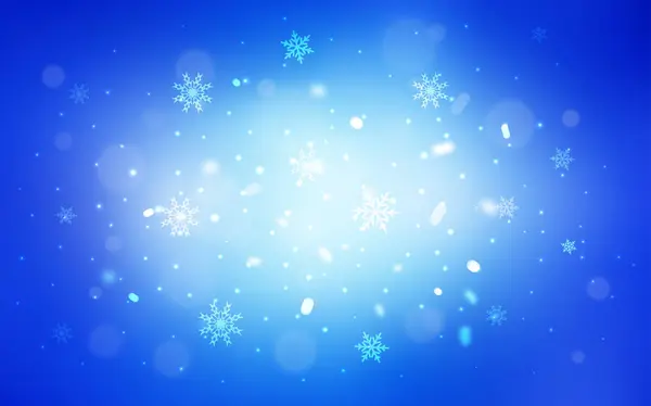 浅蓝色向量覆盖与美丽的雪花 闪光抽象例证与冰的结晶 该模板可用作新的年份背景 — 图库矢量图片