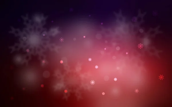 Темно Синій Червоний Векторний Макет Яскравими Сніжинками Блискуча Кольорова Ілюстрація — стоковий вектор