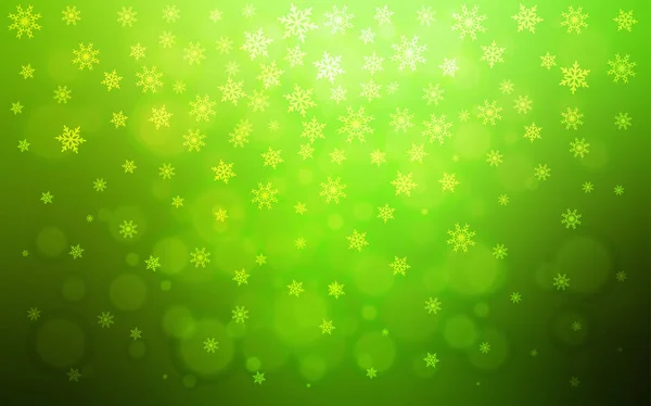 Light Green Vector Template Ice Snowflakes Blurred Decorative Design Xmas — Stock Vector