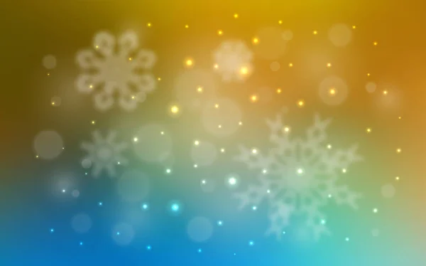 Hellblauer Gelber Vektorhintergrund Mit Weihnachtsschneeflocken Glitzernde Abstrakte Illustration Mit Eiskristallen — Stockvektor
