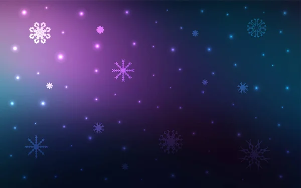 Dunkelrosa Blauer Vektorüberzug Mit Schönen Schneeflocken Verschwommenes Dekorationsdesign Weihnachtsstil Mit — Stockvektor
