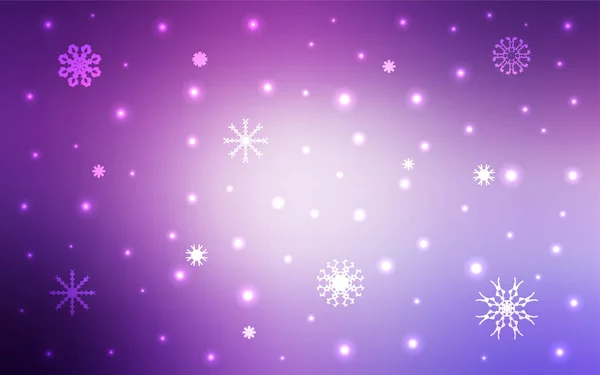 Couverture Vectorielle Violet Clair Avec Beaux Flocons Neige Illustration Colorée — Image vectorielle